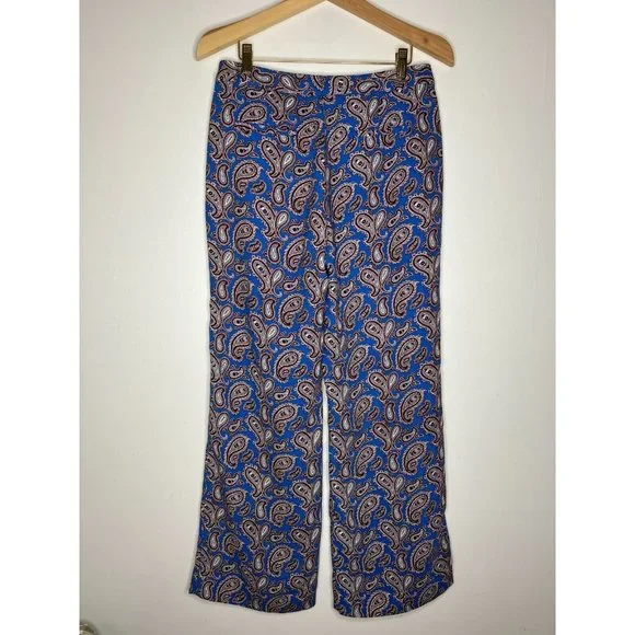 Banana Republic Women's Size 2 Blue Paisley Blake Pants - Picture 5 of 8